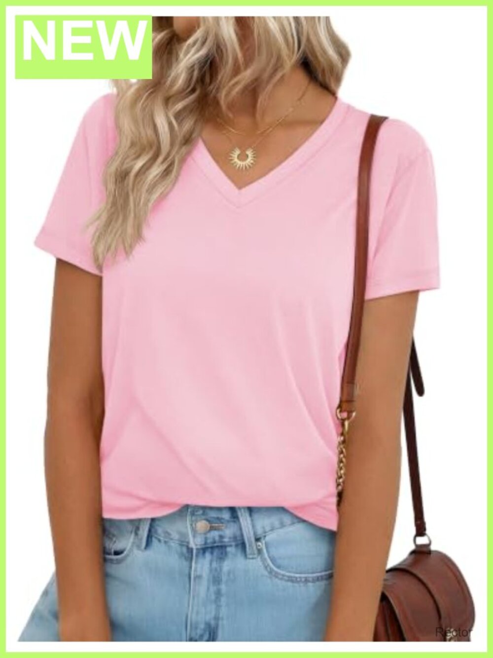 Womens V Neck Short Sleeve T Shirt UPF 50+ Cotton Blend Soft Tee